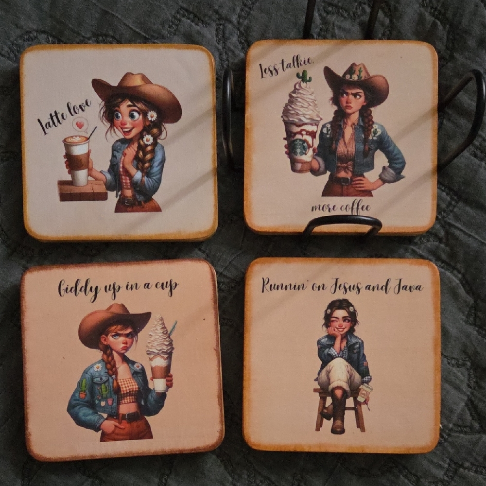 Cowgirl Themed Coasters Set
